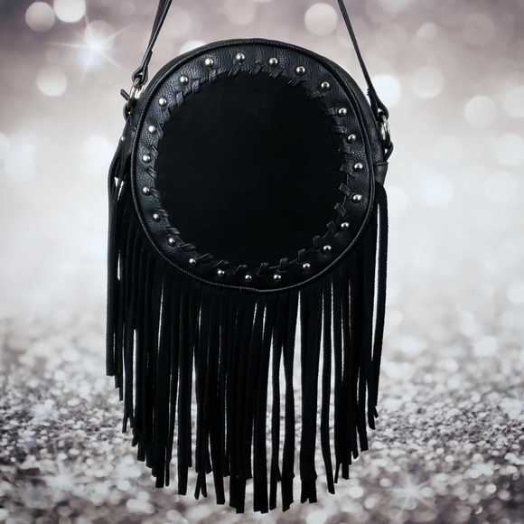 NWT Nine West Tassel Times Black Silver Crossbody - Picture 14 of 16